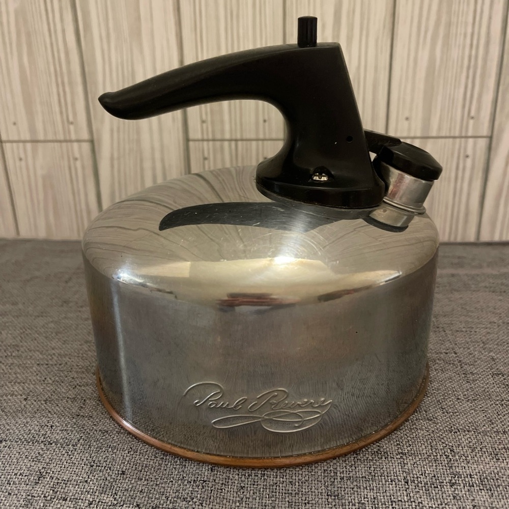 Revereware Silver Tea Kettle with Black Handle